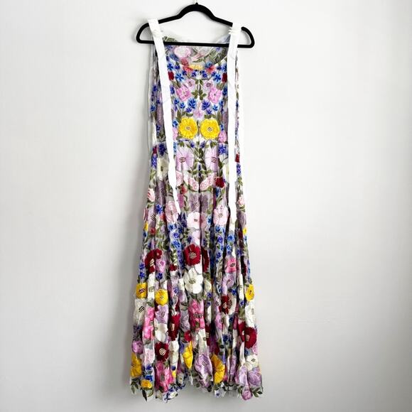 Rachel Gilbert Nya Floral Hand Embroidered Gown Textured 10 US - Picture 8 of 14